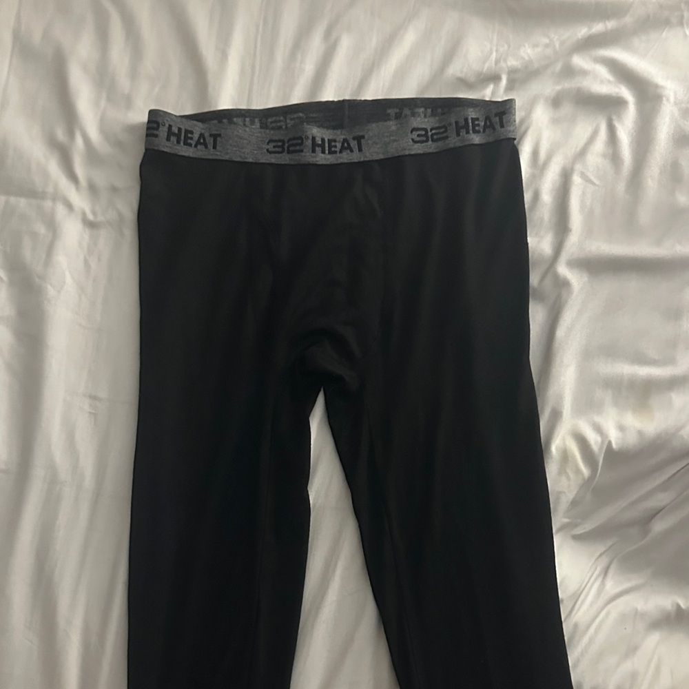 32 Degrees Black Thermal Pants with Gray Waistband
